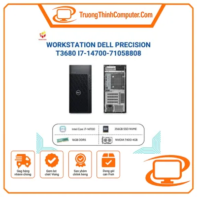 Workstation Dell Precision T3680 i7-14700-71058808 16GB, 256GB SSD, 4TB HDD, NVIDIA T400 4GB, KB, M, 300W PSU, UBUNTU, 3Y WTY