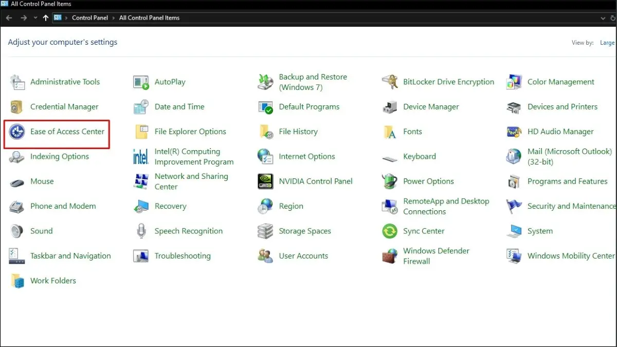 Control Panel Windows 11/10: Ease of Access Center hỗ trợ thiết lập phím chức năng