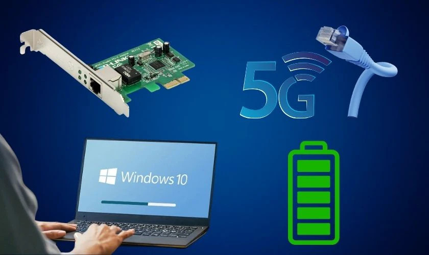 Kiểm tra điều kiện phát Wi-Fi trên laptop Windows 10: adapter Wi‑Fi, driver, quyền Administrator và nguồn Internet