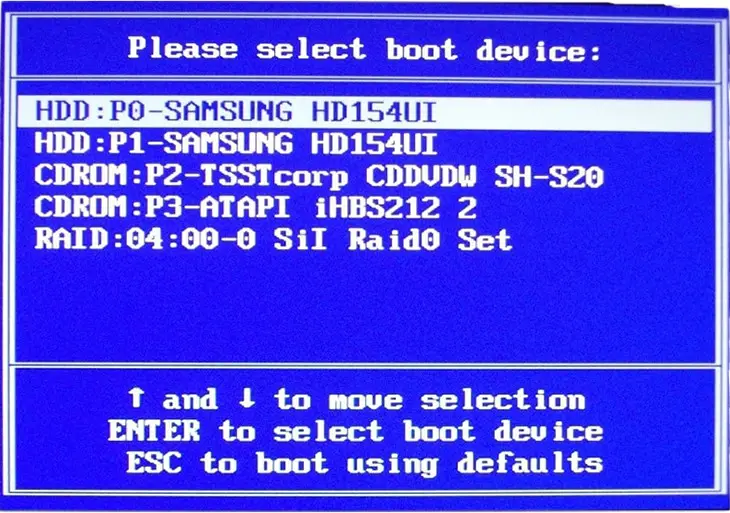 Màn hình Boot Menu hiển thị danh sách USB UEFI trên Acer để cài Windows 11