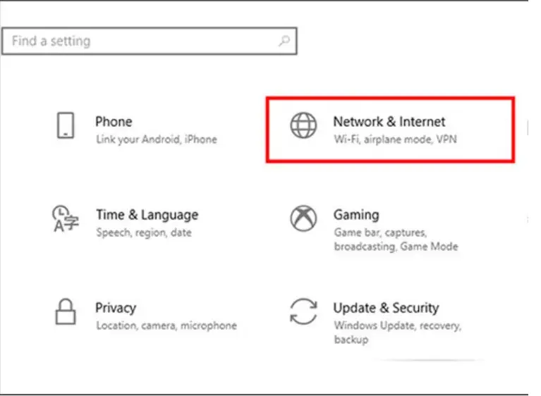 Mục Network &amp; Internet trong Settings để quản lý Wi‑Fi trên laptop Dell