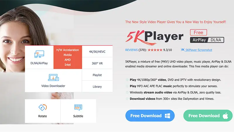 Phần mềm 5KPlayer trên Windows nhận AirPlay để chiếu màn hình iPhone