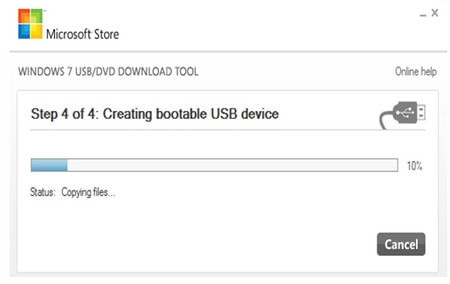 Quá trình tạo USB boot Windows 7 hoàn tất trên công cụ
