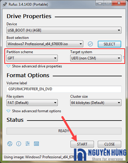 Thiết lập Partition scheme MBR hoặc GPT trong Rufus khi tạo USB boot Win 7