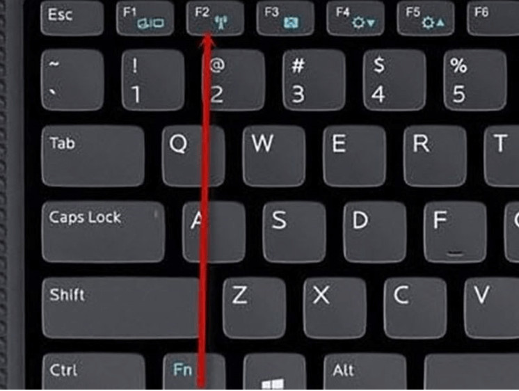 Tổ hợp phím Fn + F2 trên bàn phím Dell để bật tắt Wi‑Fi nhanh