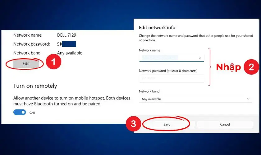 Tùy chỉnh tên mạng và mật khẩu cho điểm phát wifi trên Windows 10