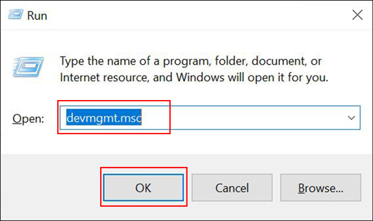 Mở Device Manager để kiểm tra driver máy in trên Windows