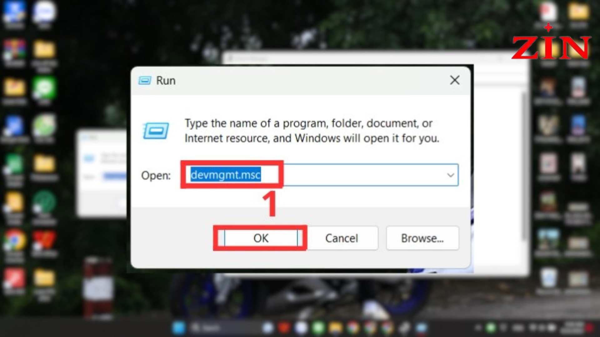 Mở Device Manager bằng lệnh devmgmt.msc để quản lý driver chuột