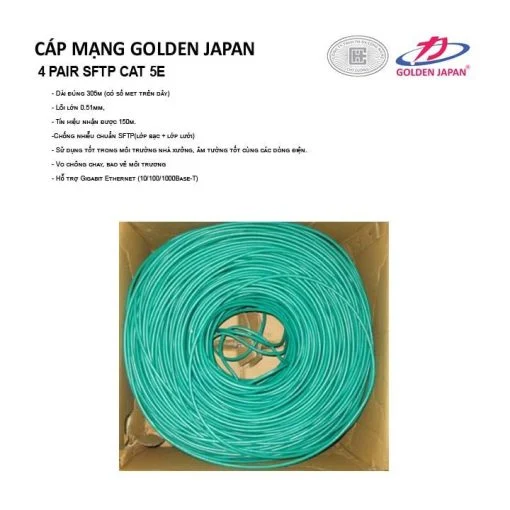 CÁP MẠNG GOLDEN JAPAN 4 PAIR UTP CAT 5E MÀU CAM 100M SKU TT-0520-LMYJ-5