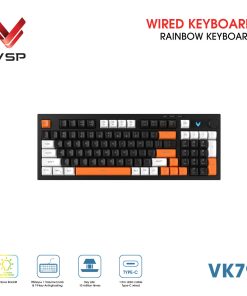 Bàn phím VSP VK70 chính hãng VSP, phù hợp lắp ráp PC văn phòng, gaming và hệ thống máy tính đồng bộ. Nổi bật: Dòng/Phân khúc: Phím; Màu sắc: Đen