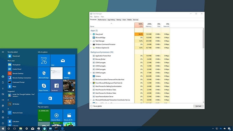 Tắt ứng dụng ngốn tài nguyên trong Task Manager để giải phóng CPU và RAM, giúp hệ thống phản hồi trở lại