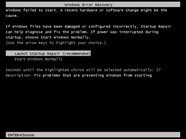 Giao diện công cụ sửa lỗi khởi động Windows trong môi trường phục hồi