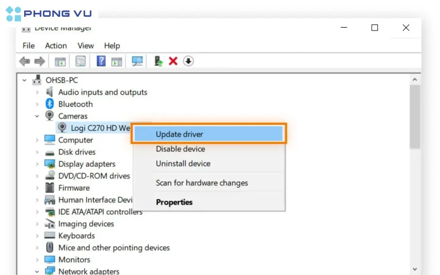 Cập nhật driver chuột lên phiên bản mới nhất thông qua Device Manager