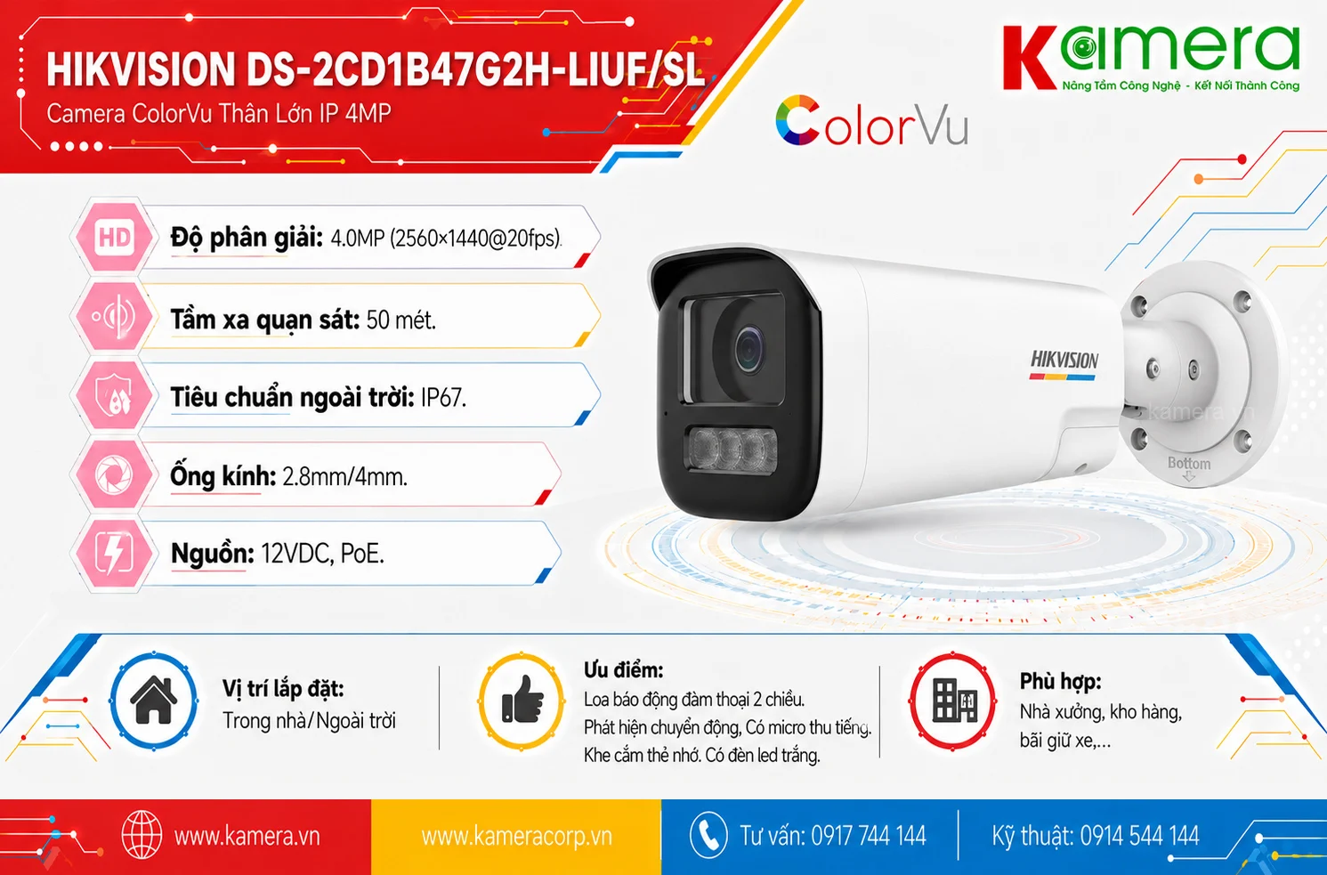 Camera Hikvision 2MP ngoài trời giám sát cổng nhà và sân hiệu quả