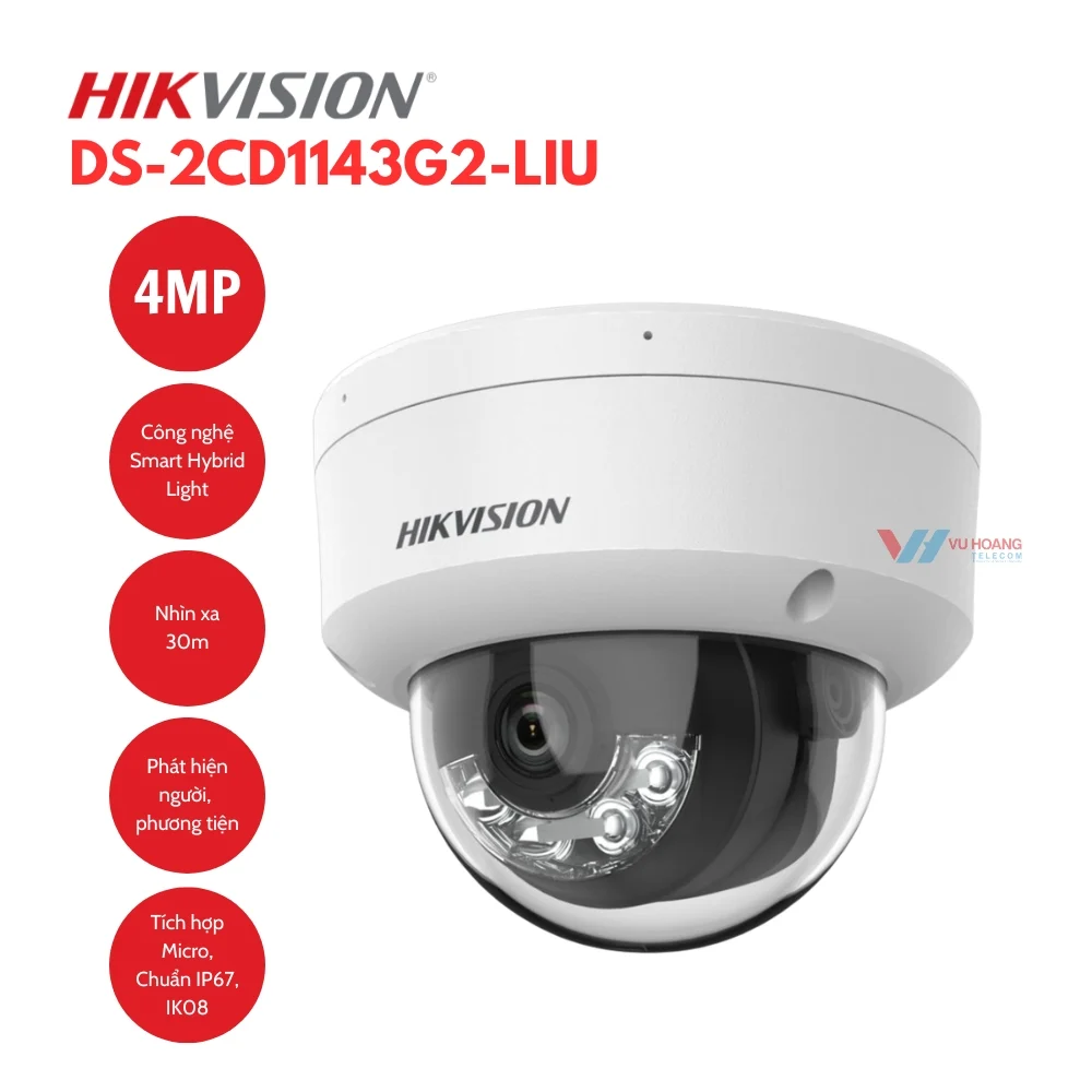 Camera Hikvision 4MP trong nhà dạng turret giảm lóa ánh sáng tốt