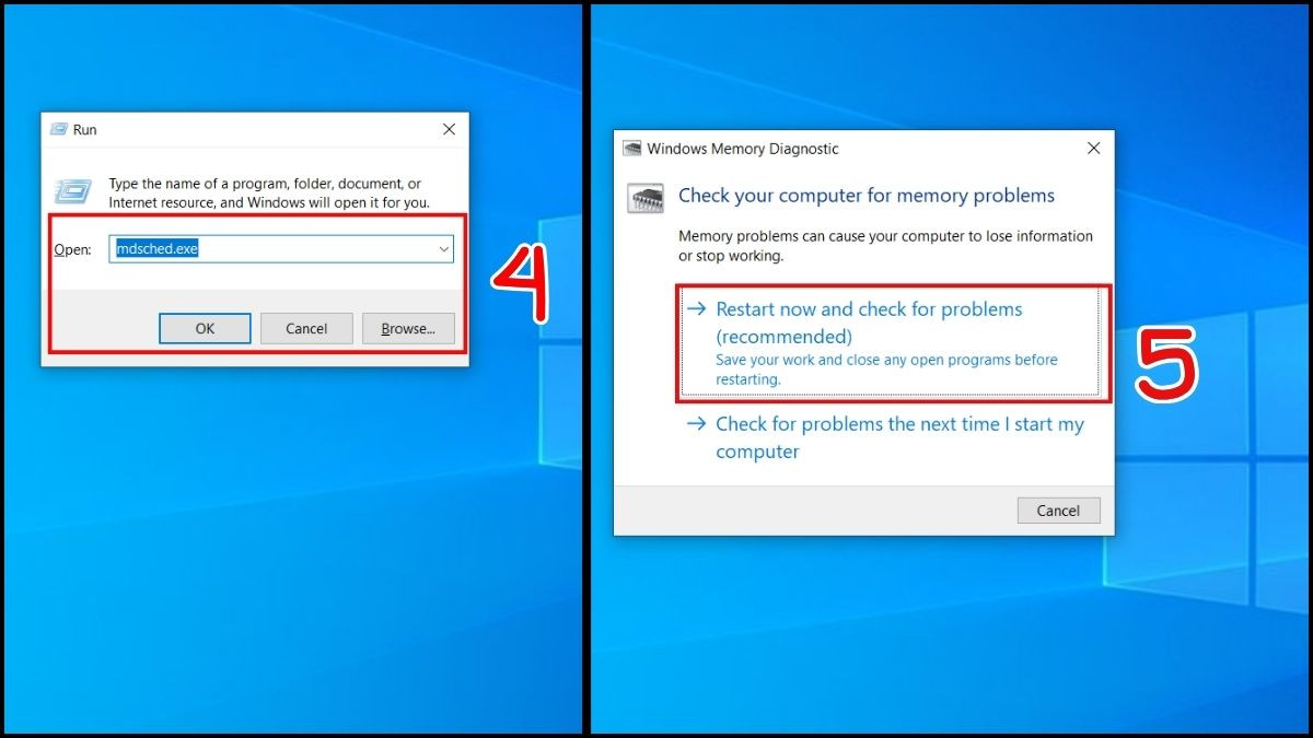 Công cụ kiểm tra bộ nhớ Windows giúp phát hiện lỗi RAM gây màn hình xanh