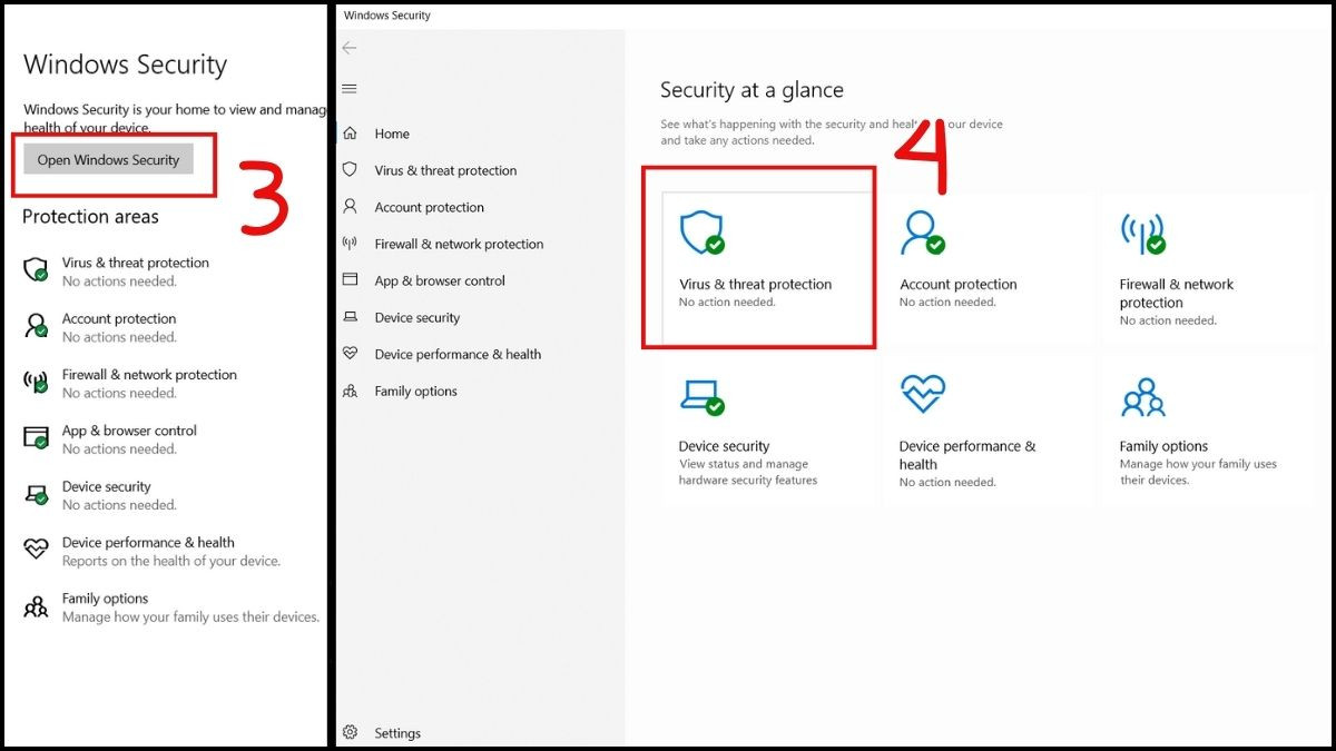 Cửa sổ Windows Security cho phép kiểm tra và quét mã độc trên laptop