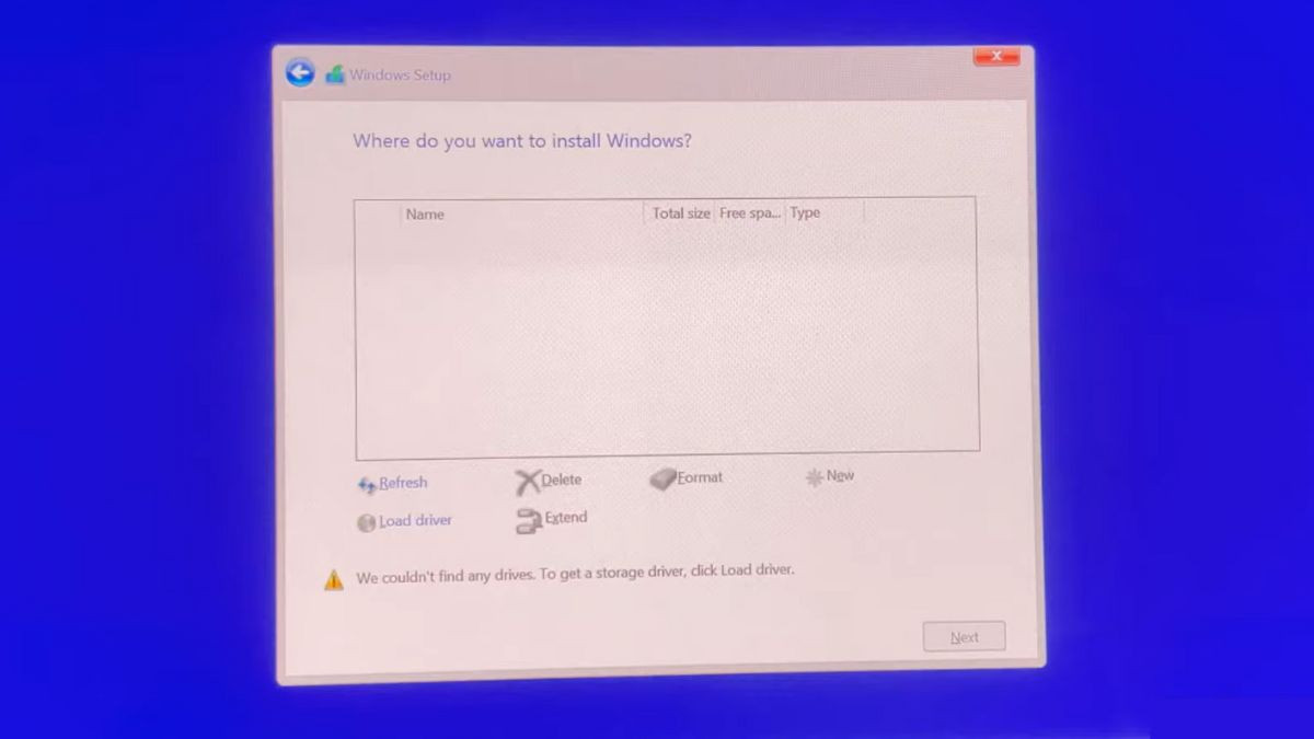 Ổ cứng không hiển thị trong danh sách cài đặt Windows 10
