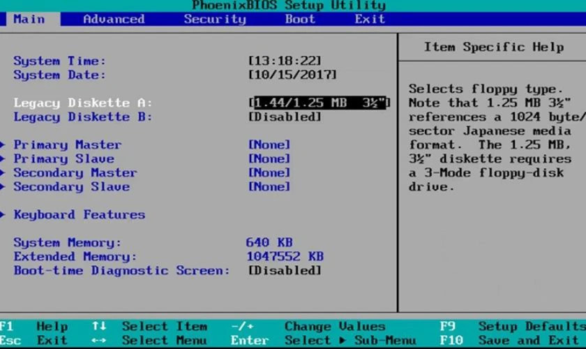Khôi phục thiết lập BIOS mặc định có thể giúp sửa lỗi laptop không khởi động được do cấu hình boot sai