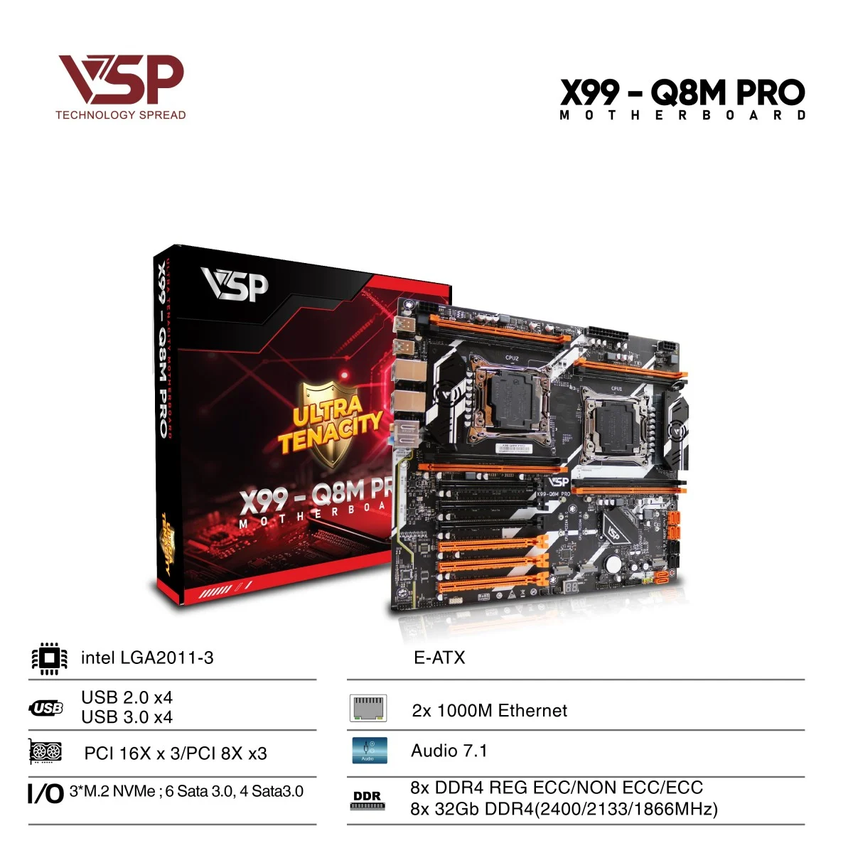 Mainboard VSP X99-Q8M PRO