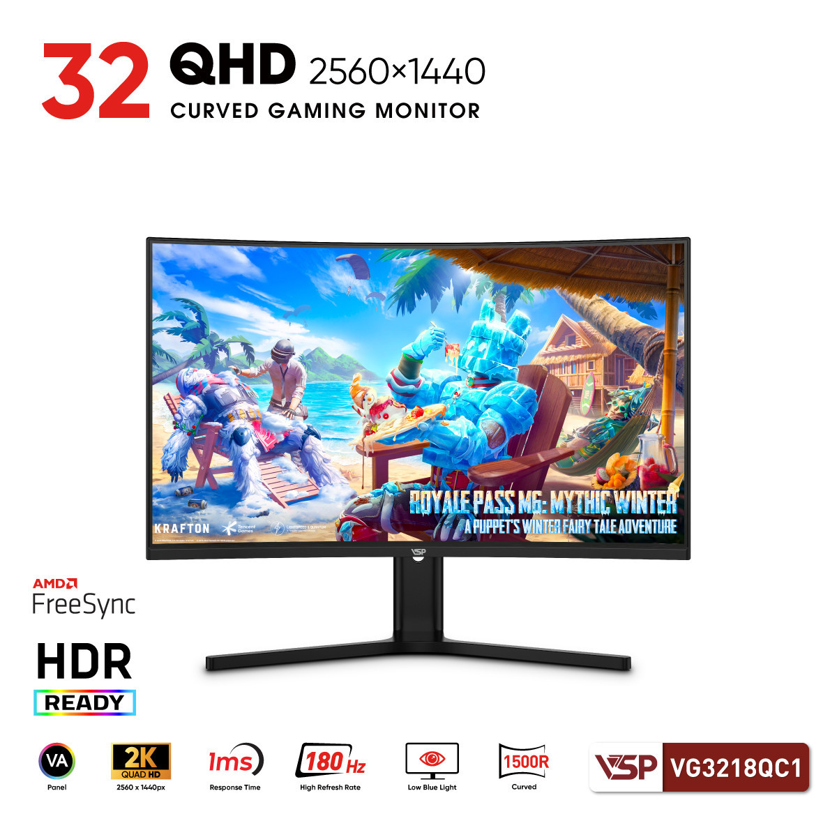 Màn hình VSP VG3218QC1 - 32 inch / VA / 180Hz