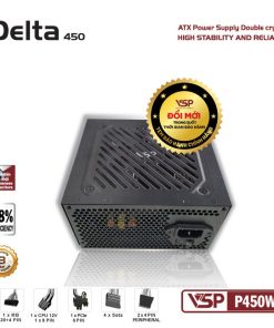 Nguồn máy tính VSP P450W chính hãng VSP, phù hợp lắp ráp PC văn phòng, gaming và hệ thống máy tính đồng bộ. Nổi bật: Dòng/Phân khúc: Văn Phòng >