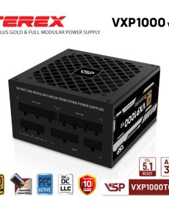 Nguồn máy tính VSP VXP1000TGD-V2 - 1000W chính hãng VSP, phù hợp lắp ráp PC văn phòng, gaming và hệ thống máy tính đồng bộ. Nổi bật: Dòng/Phân khúc: Game;