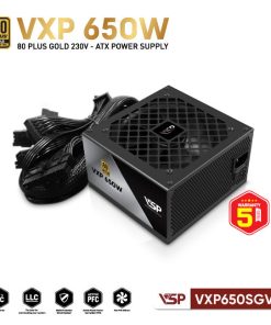 Nguồn máy tính VSP VXP650SGVN - 650W chính hãng VSP, phù hợp lắp ráp PC văn phòng, gaming và hệ thống máy tính đồng bộ. Nổi bật: Dòng/Phân khúc: Game;