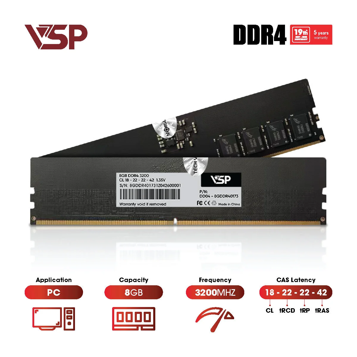 RAM máy tính VSP DDR4-PC 8GB 3200GHZ
