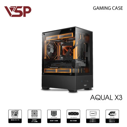 Vỏ case máy tính VSP VSP AQUAL X3 - mATX