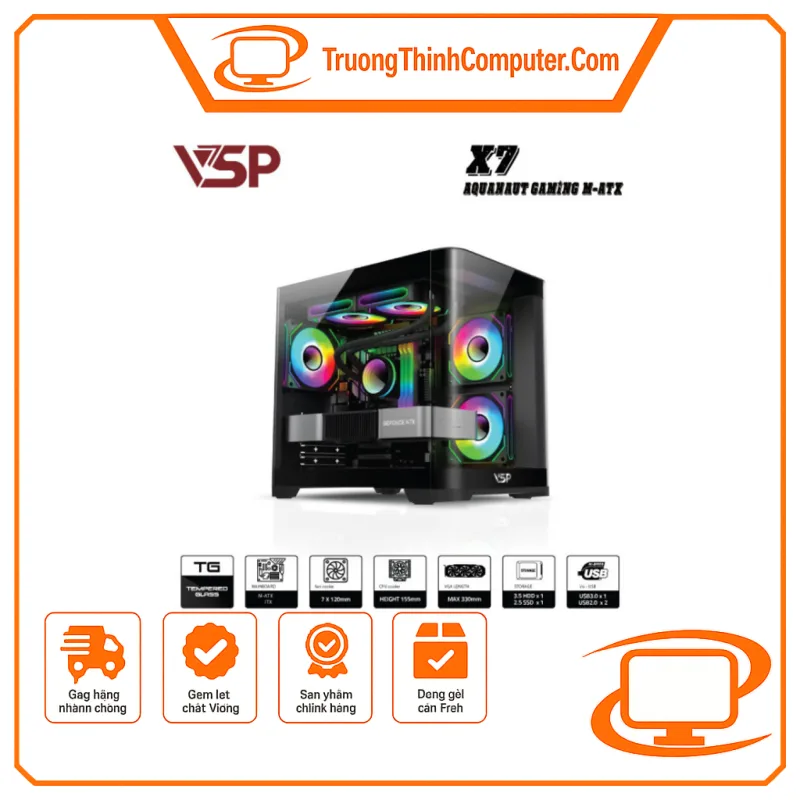 Vỏ case máy tính VSP VSP AQuanaut X7 - mATX