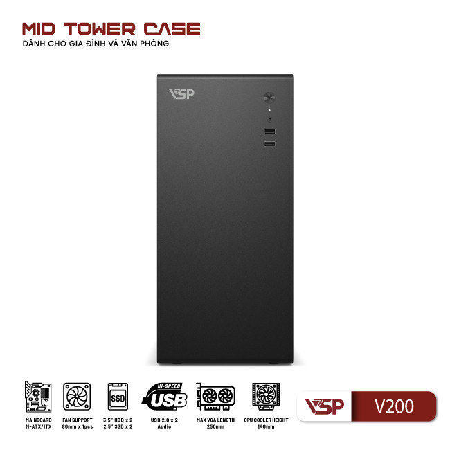 Vỏ case máy tính VSP VSP V200 - mATX