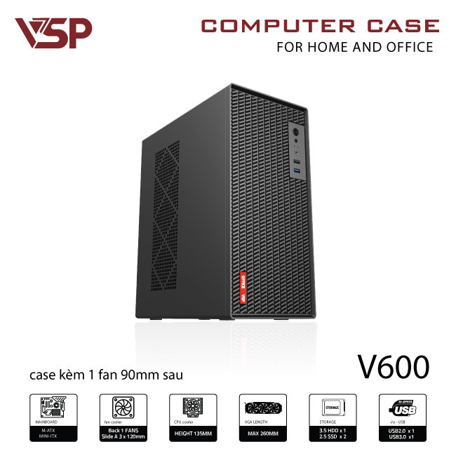 Vỏ case máy tính VSP VSP V600 - mATX