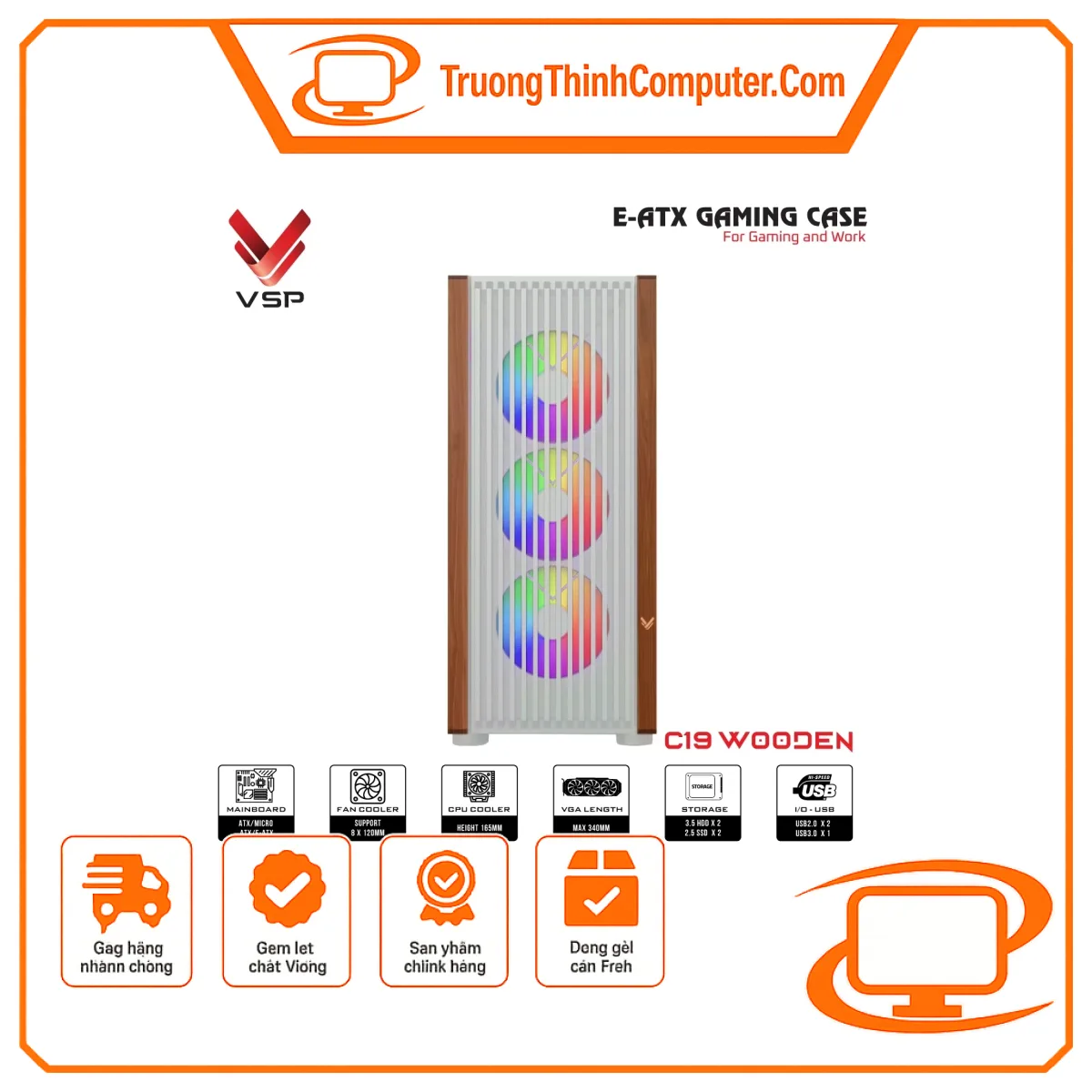 Vỏ case máy tính VSP VSP VX1 LED ARGB - E-ATX