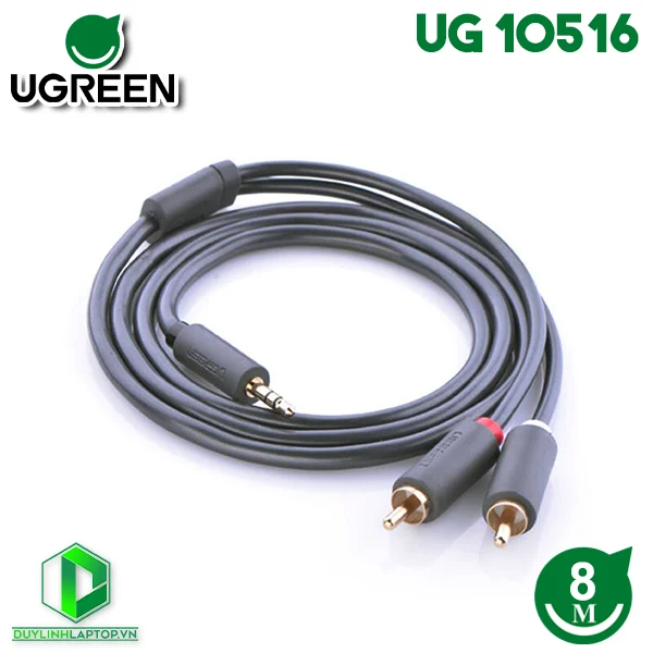 Cáp audio Ugreen 10516 3.5mm sang 2 RCA dài 8m