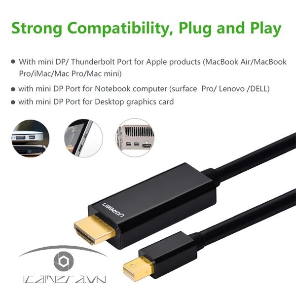 Cáp Mini DisplayPort sang HDMI Ugreen 10436 dài 3m màu đen