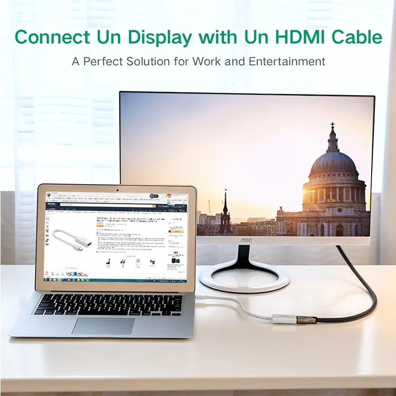 Cáp Mini DisplayPort sang HDMI Ugreen 10460 màu trắng 18cm Full HD