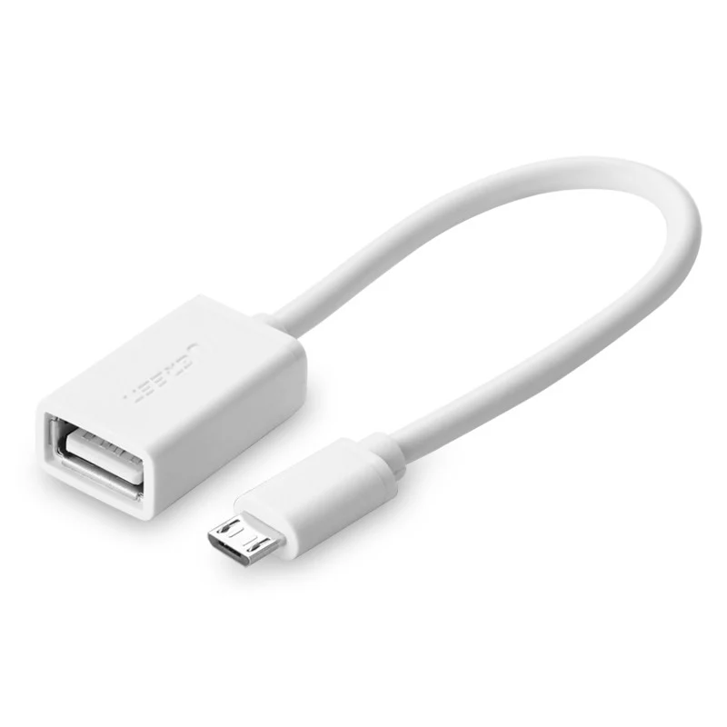 Cáp OTG Micro USB Ugreen 10395 US126 dẹt 10cm màu trắng