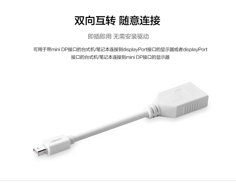 Cáp chuyển Mini DisplayPort sang DisplayPort Ugreen 10445 dài 15cm