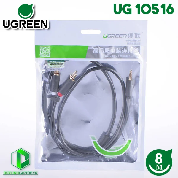 Cáp audio Ugreen 10516 3.5mm sang 2 RCA dài 8m
