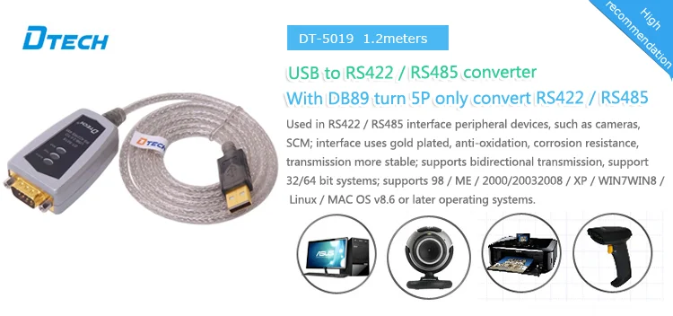 Cáp chuyển USB sang RS422 RS485 DTECH DT-5019 1.2m