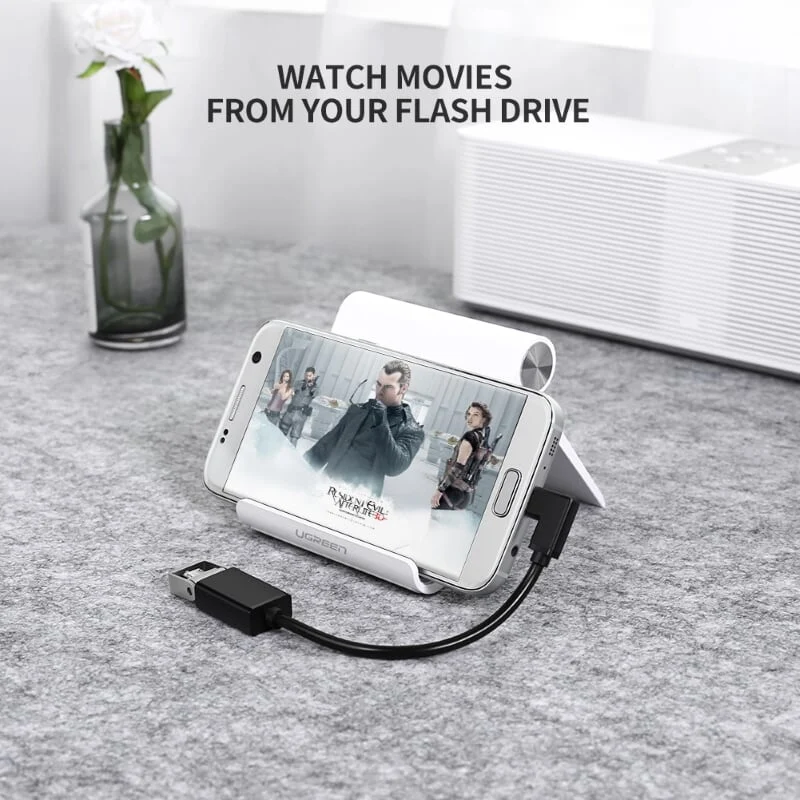 Cáp OTG Ugreen 10379 US119 Micro USB góc 90 độ dài 15cm