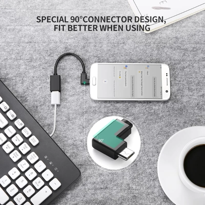 Cáp OTG Ugreen 10379 US119 Micro USB góc 90 độ dài 15cm