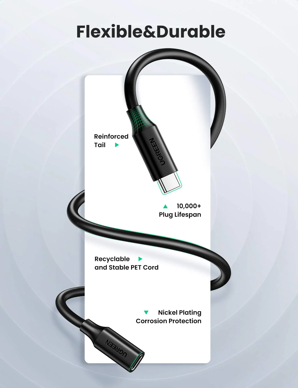 Cáp nối dài USB-C Ugreen 10387 Gen 2 10Gbps 4K 60Hz dài 1m