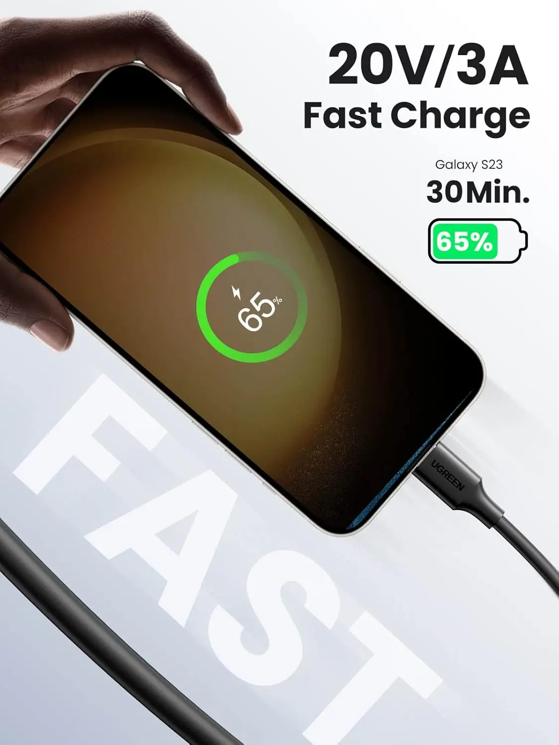 Cáp USB-C Ugreen 10306 US286 dài 2M sạc nhanh 60W
