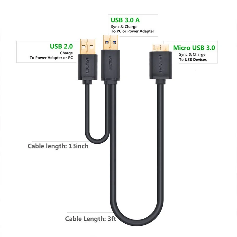 Cáp Micro USB 3.0 Ugreen 10382 dài 1m tốc độ 5Gbps