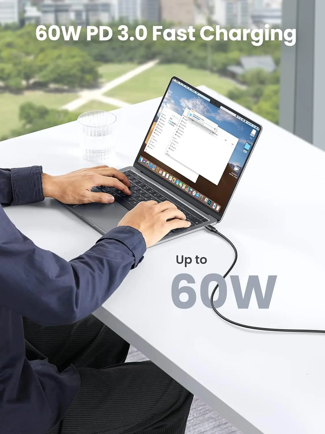 Cáp USB-C Ugreen 10306 US286 dài 2M sạc nhanh 60W