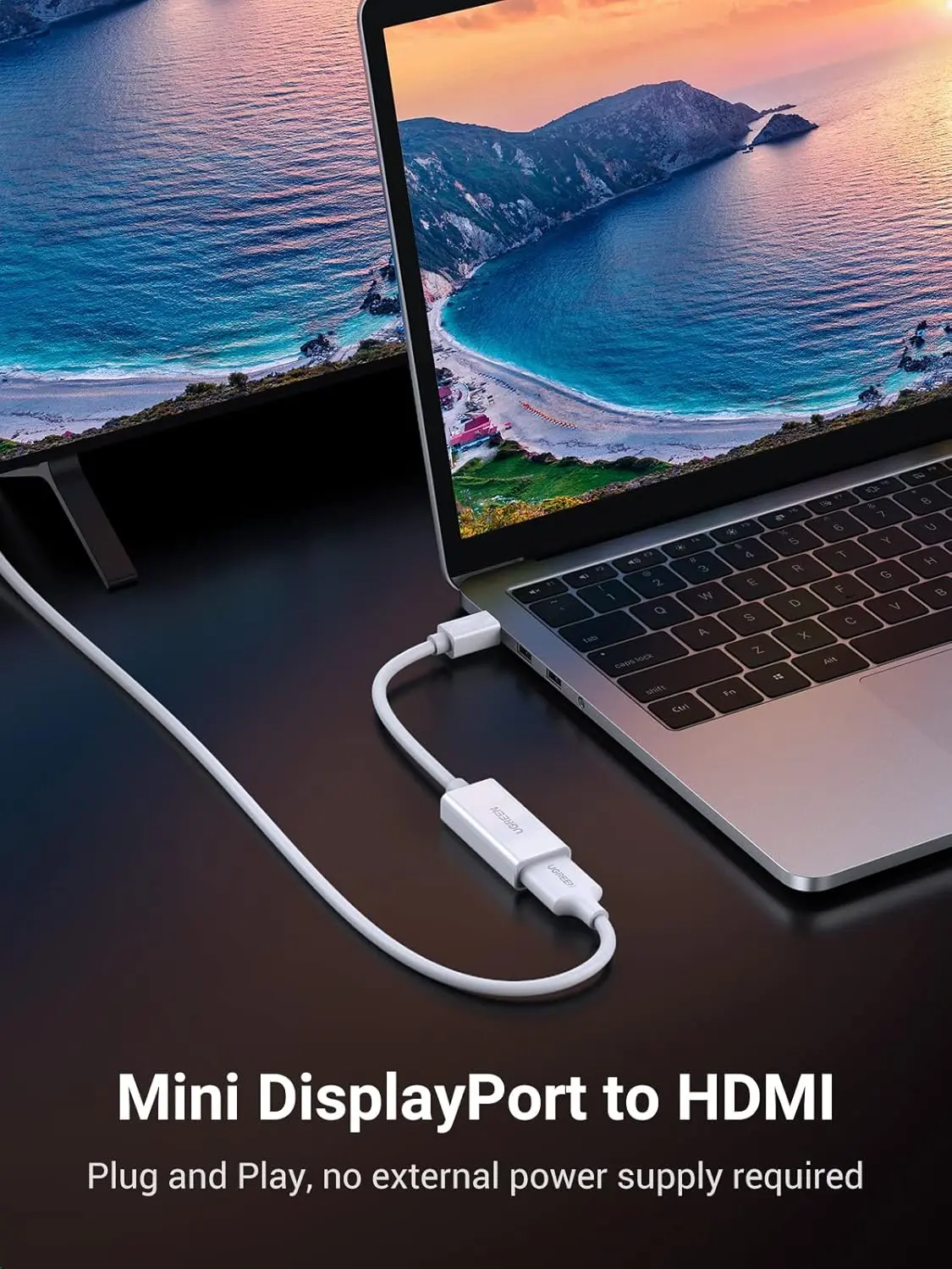 Cáp Mini DisplayPort sang HDMI Ugreen 10460 màu trắng 18cm Full HD