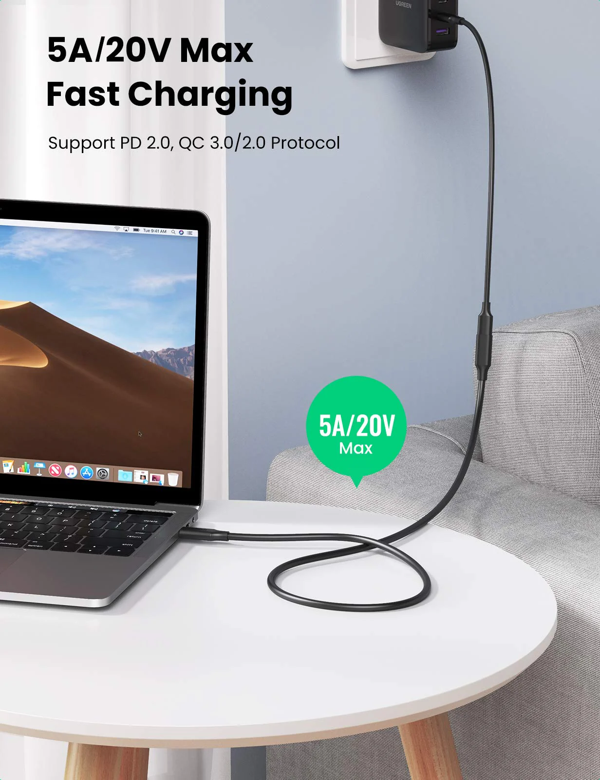 Cáp nối dài USB-C Ugreen 10387 Gen 2 10Gbps 4K 60Hz dài 1m