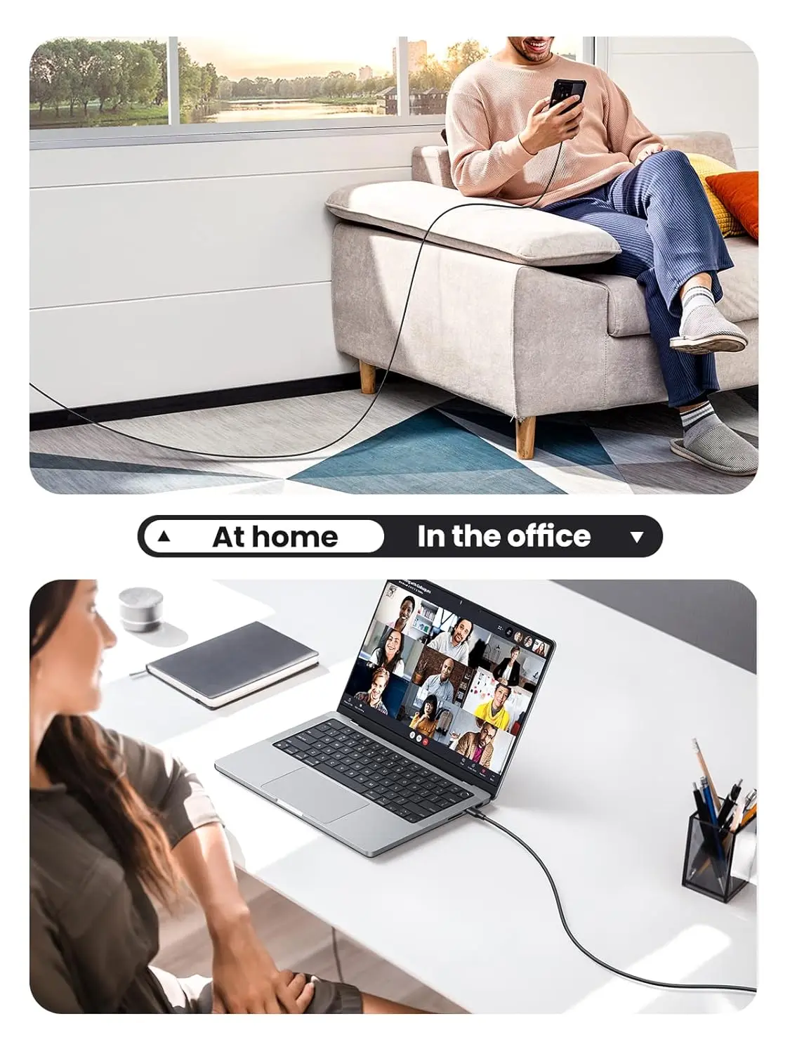 Cáp USB-C Ugreen 10306 US286 dài 2M sạc nhanh 60W